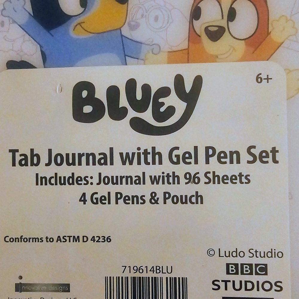 Bluey, Bingo, Muffin Journal Notebook With Gel Pens,Case, and Socks Gift Set NWT - Picture 4 of 4